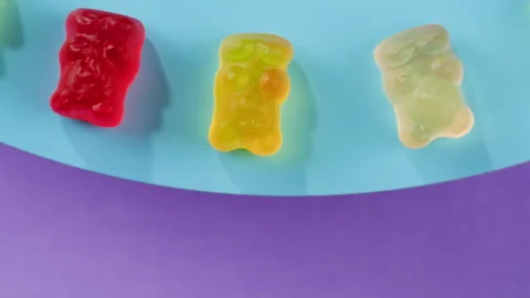 Jelly marmalade cola bottle bear close up, Confiture Bean candy jujube Marmalade Stock Footage 247142896