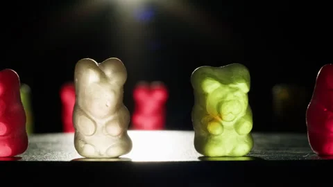 Jelly marmalade cola bottle bear close up, Confiture Bean candy jujube Marmalade Stock Footage 247143148
