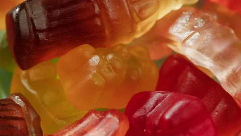 Jelly marmalade cola bottle bear close up, Confiture Bean candy jujube Marmalade Stock Footage 266763452