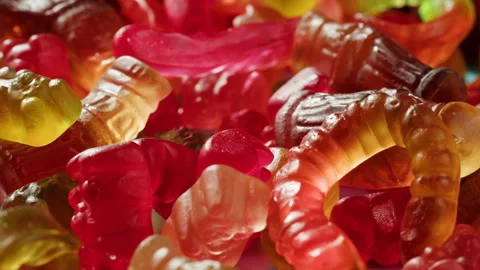 Jelly marmalade cola bottle bear close up, Confiture Bean candy jujube Marmalade Stock Footage 275865663