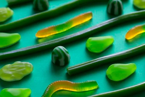 Jelly sweets background for St. Patrick's Day Stock Photos