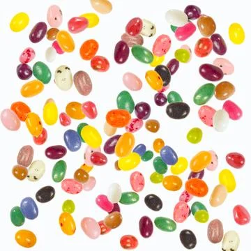 Jellybeans falling Stock Photos
