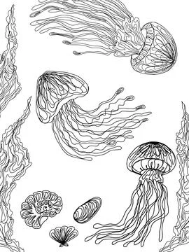 Jellyfish background for cards vector Stock Illustration