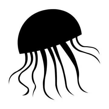 Jellyfish black vector icon on white background Illustrazione stock