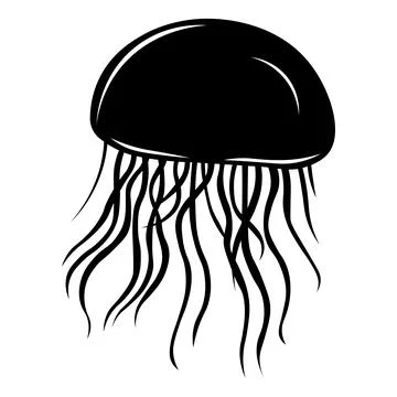 Jellyfish black vector icon on white background Stock Illustration