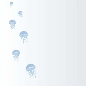 Jellyfish on blue sea backdrop Stock Illustration