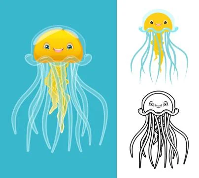 Jellyfish Cartoon Character Stock-Illustration