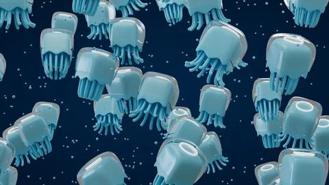 Jellyfish Cartoon Patterns Back View Stock Illustration