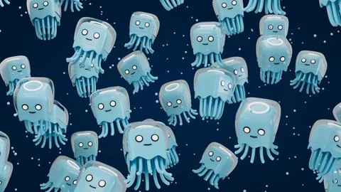 Jellyfish Cartoon Patterns Front View Stock Illustration
