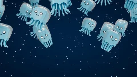 Jellyfish Cartoon Patterns Perspective Bottom View Stock Illustration