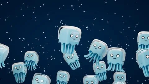 Jellyfish Cartoon Patterns Perspective Top View Stock Illustration