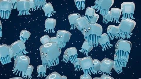 Jellyfish Cartoon Patterns Right View Stock Illustration