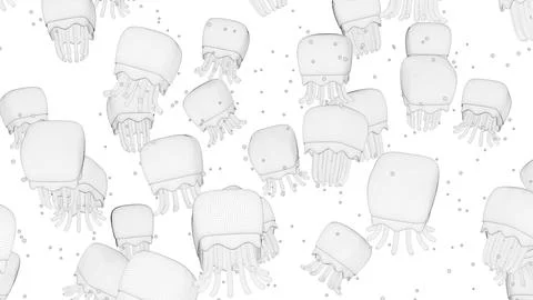 Jellyfish Cartoon Patterns Wireframe Front View 02 Stock Illustration