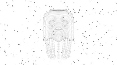 Jellyfish Cartoon Wireframe 07 Stock Illustration