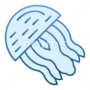 Jellyfish flat icon. Aquatic blue icons in trendy flat style. Medusa gradient Stock Illustration