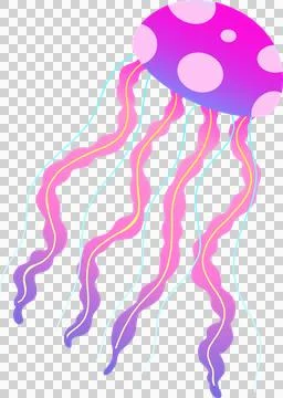 Jellyfish is floating in flat design over transparent background with gradient 스톡 일러스트