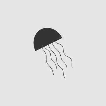 Jellyfish icon flat. Stock Illustration