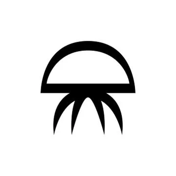Jellyfish Icon In Flat Style Vector For App, UI, Websites. Black Icon Vector Stock Illustration