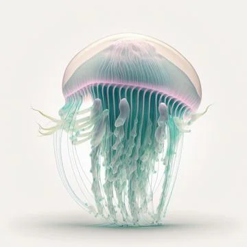 Jellyfish isolated on white background, 3D illustration Illustrazione stock