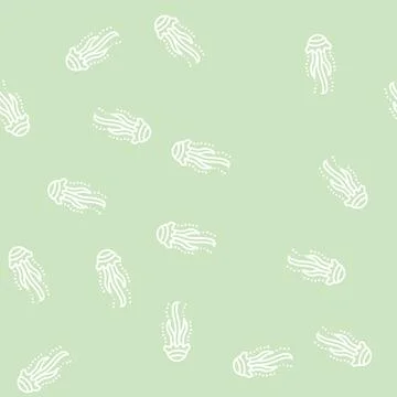 Jellyfish ocean line seamless pattern Illustrazione stock