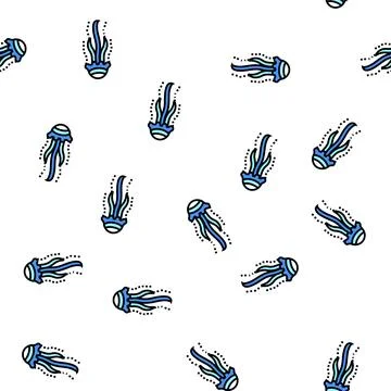 Jellyfish ocean vector seamless pattern Illustrazione stock