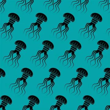 Jellyfish pattern seamless. medusa background. marine animal Vector textur Stock Illustration