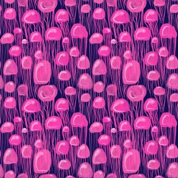 Jellyfish pink pattern seamless Stock Illustration