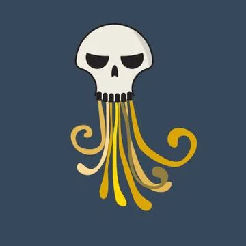 Jellyfish Skull Illustrazione stock
