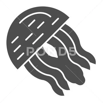 Jellyfish solid icon. Aquatic vector illustration isolated on white. Medusa Stock Illustration