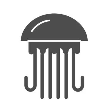 Jellyfish solid icon, ocean concept, Marine animal sign on white background Illustrazione stock