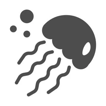 Jellyfish solid icon, ocean concept, medusa sign on white background, sea jelly Illustrazione stock