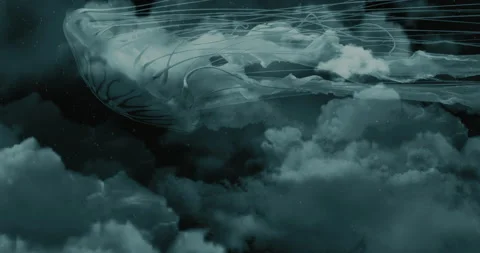 Jellyfish swim in the clouds Stock Footage 201417447