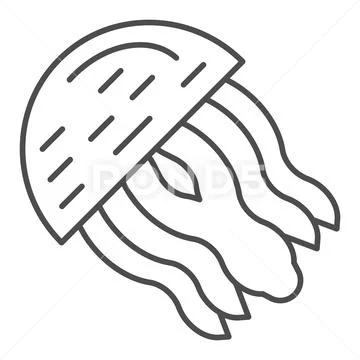 Jellyfish thin line icon. Aquatic vector illustration isolated on white. Medusa Stock Illustration