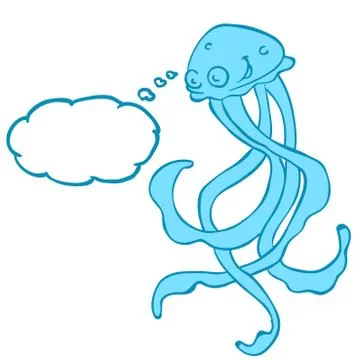 Jellyfish with thought bubble Stock Illustration