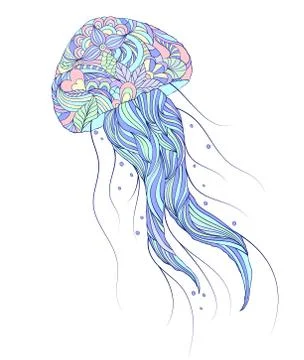 Jellyfish on white background Stock Illustration