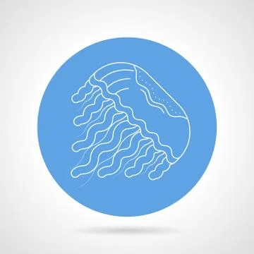 Jellyfish white line vector icon Stock Illustration