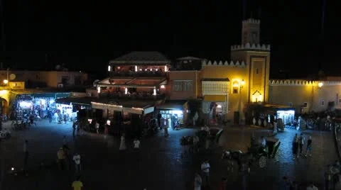 Jemaa el-Fnaa mosque, Marrakech, Morocco. Stock Footage