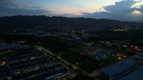 Jempol Power Substation Night Orbit - Malaysia TNB Energy Grid 4K Stockbeeldmateriaal 331863277