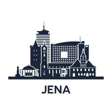 Jena City Skyline. Germany, Thuringia. Solid color. Stock Illustration