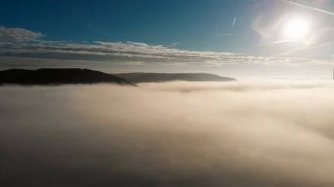 Jena Thuringia above the fog with a view towards Winzerla Stock Footage 106098422