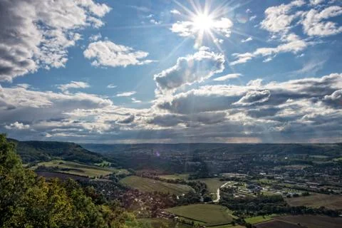 Jena in Thuringia with sunshine and clouds Stock Photos