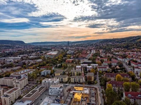 Jena Thuringia with the view from Zwtzen Stock Photos