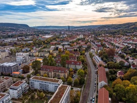 Jena Thuringia with the view from Zwtzen Foto stock