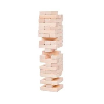 Jenga isolated on white background, stack of wooden bricks. blocks wood game Stock Photos