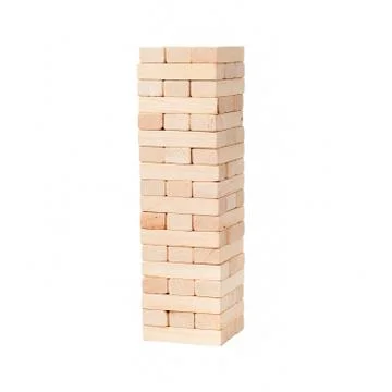 Jenga isolated on white background, stack of wooden bricks. blocks wood game Stock Photos