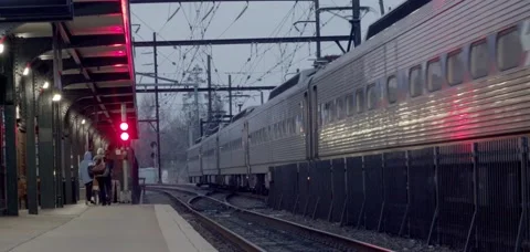 Jenkintown Train Station Sundown Stock Footage 184985376
