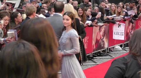 Jenna Colman at the UK Me Before You Premiere Stock Footage