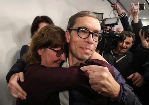Jens Soering arrives in Germany after parole, Frankfurt Main - 17 Dec 2019 스톡 사진
