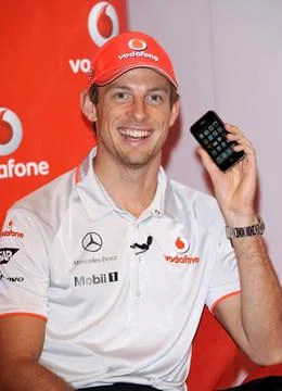  Jensen Button launching the iPhone on the Vodafone network - 19 January 2... Stock Photos