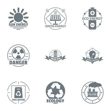 Jeopardy logo set, simple style Stock Illustration